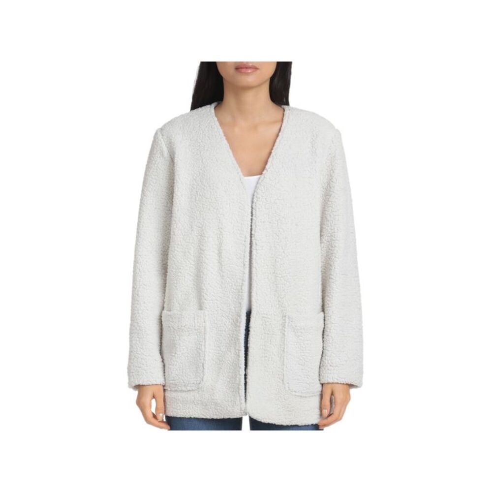 BAGATELLE Womens Ivory Pocketed Lined Long Sleeve Open Cardigan Sweater L